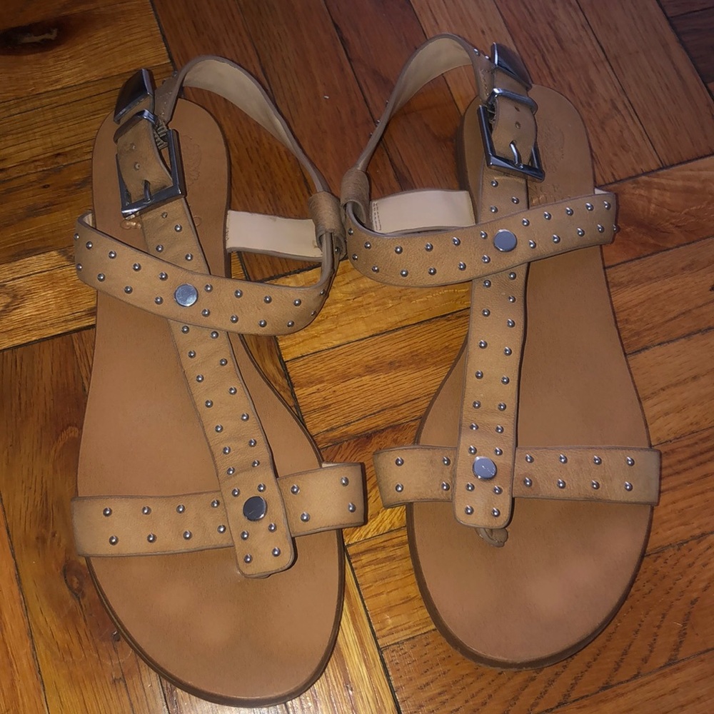 Vince Camuto tan leather sandal with silver studs